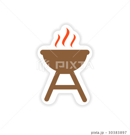 paper sticker American BBQ on white background 30383897