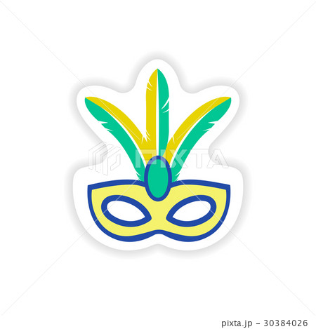stylish paper sticker on white background carnival 30384026