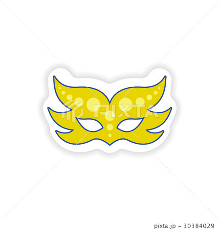 stylish paper sticker on white background carnival 30384029