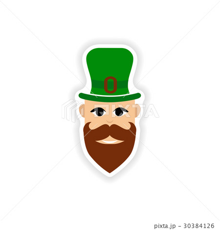 stylish paper sticker on white background man hat 30384126