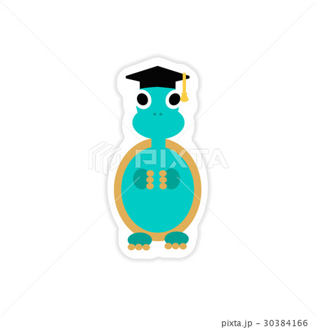 stylish paper sticker on white background turtle 30384166