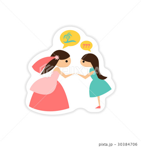 paper sticker on white background Bride with 30384706