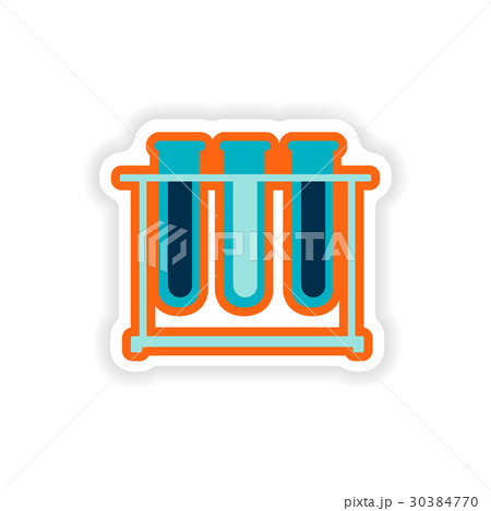 paper sticker on white background flask in stand paper sticker on white background flask in stand 30384770