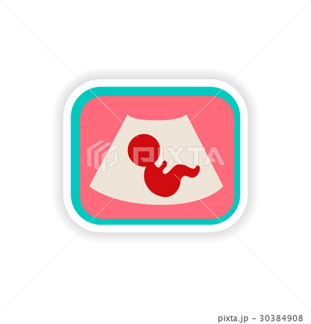 paper sticker on white background baby ultrasound 30384908