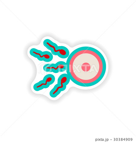 paper sticker on white background female egg and paper sticker on white background female egg and 30384909