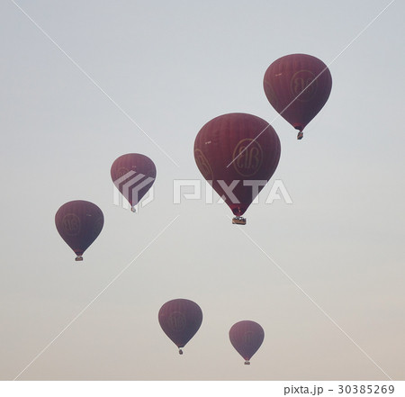 Hot air balloons flying in Bagan, Myanmar 30385269