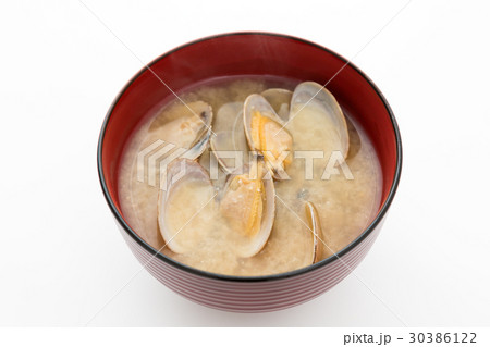 あさりの味噌汁　白バック 30386122