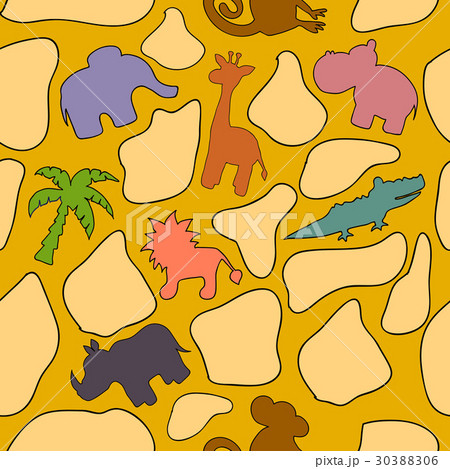 Seamless cartoon pattern with african animals. Seamless cartoon pattern with african animals. 30388306