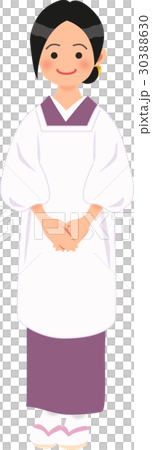 割烹着姿で立つ女性 30388630