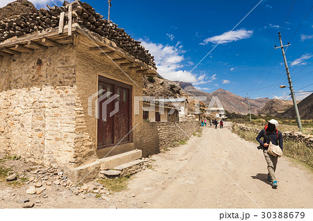 Backpacker trekking in Annapurna circuit. 30388679