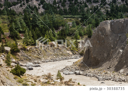 River with the rock mountain and forest. 30388735