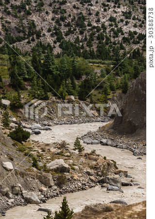 River with the rock mountain and forest. 30388738