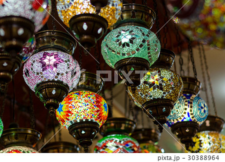 Mosaic hand made lamps on Istanbul bazaar 30388964