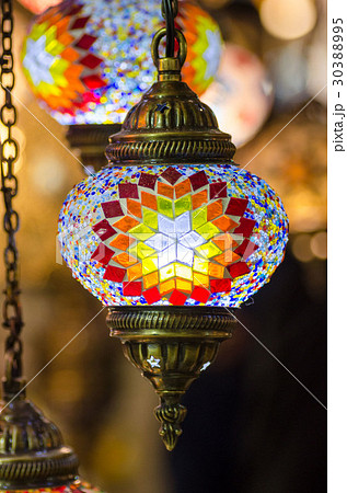 Beautiful turkish mosaic lamp on Istanbul bazaar 30388995