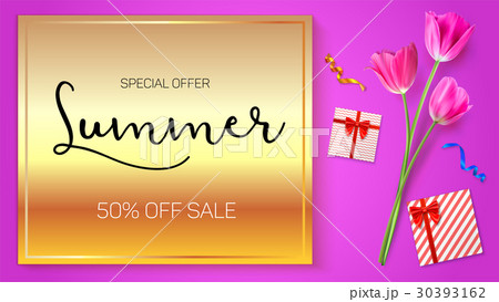 Summer sale advertisement poster on a gold Summer sale advertisement poster on a gold 30393162