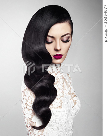 Beautiful woman with hairstyle Hollywood wave Beautiful woman with hairstyle Hollywood wave 30394677
