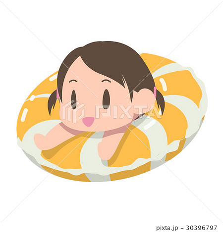 浮き輪 遊ぶ 女の子のイラスト素材 30396797 Pixta