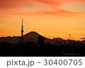 富士山とスカイツリーの夕景 30400705
