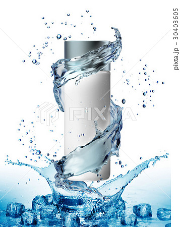 Cream bottle mock up in water splash on blue Cream bottle mock up in water splash on blue 30403605