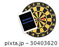 business solution on tablet screen with dartboard 30403620