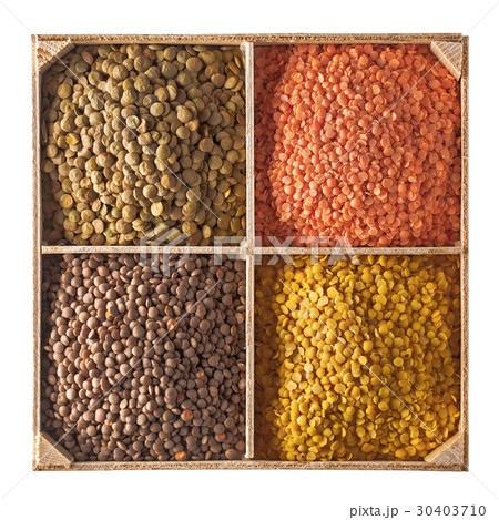 Four kind of lentils top view 30403710
