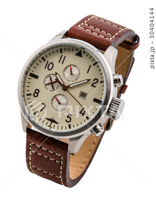 Man's  wristwatch without logos isolated on white 30404144