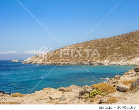 Beach in Mykonos under  the blue sky 30406169