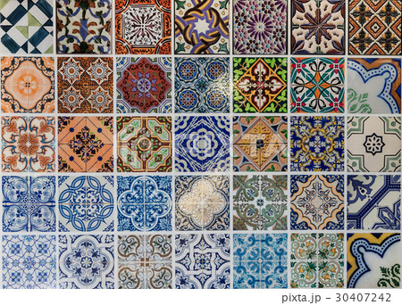 Tiles ceramic patterns from Lisbon, Portugal. 30407242