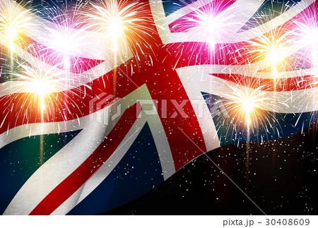 イギリス 花火 国旗 背景 のイラスト素材
