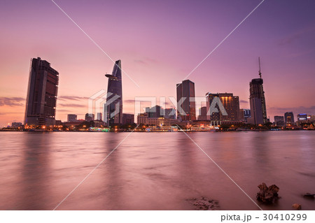 Downtown Saigon in twilight, Vietnam Downtown Saigon in twilight, Vietnam 30410299