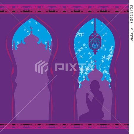 Abstract religious card - muslim man praying 30411752