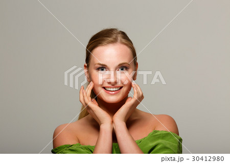 Beautiful girl in green dress 30412980
