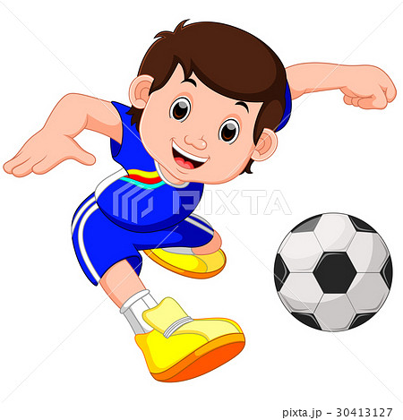 Boy cartoon playing football - Stock Illustration [30413127] - PIXTA