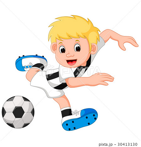 Boy cartoon playing football - Stock Illustration [30413130] - PIXTA