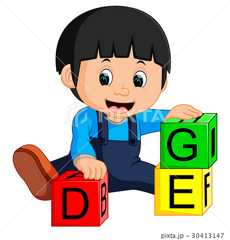 baby boy and alphabet blocks cartoon baby boy and alphabet blocks cartoon 30413147