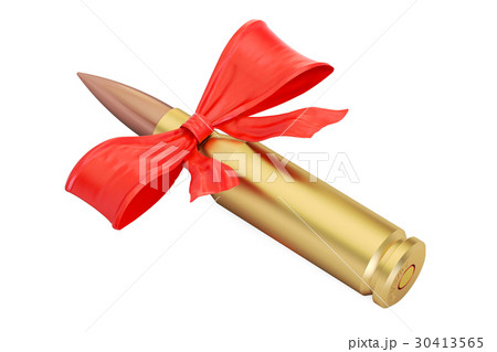 bullet with red bow, present concept. 3D rendering bullet with red bow, present concept. 3D rendering 30413565