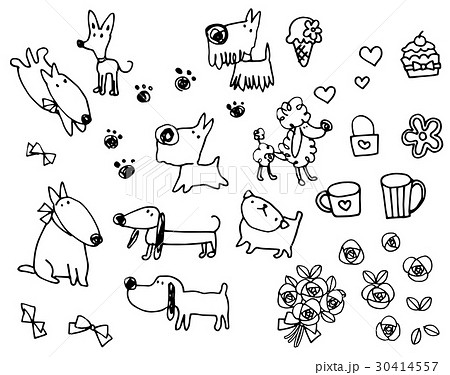 かわいい犬のボールペンイラストのイラスト素材 30414557 Pixta