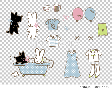かわいいウサギと犬のイラスト のイラスト素材