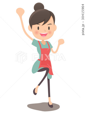 主婦 ガッツポーズ ジャンプのイラスト素材 [30415964] - PIXTA