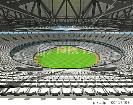 Baseball stadium with white seats and VIP boxes Baseball stadium with white seats and VIP boxes 30417408
