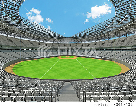 Baseball stadium with white seats and VIP boxes 30417409
