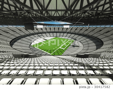Modern American football stadium with white seats 30417582