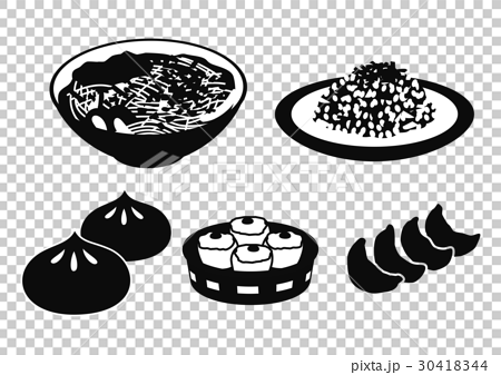 食材シルエット 中華料理 のイラスト素材