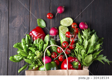 Paper bag of different health food Paper bag of different health food 30418534
