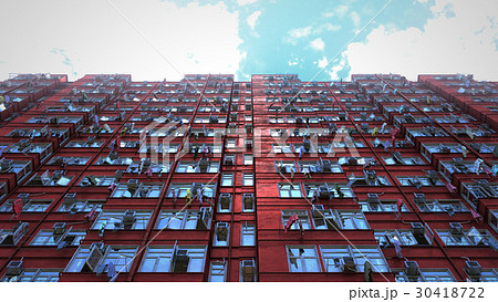 Poor apartment houses perspective view of the sky 30418722