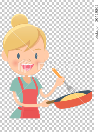Make an omelet with a housewife frying pan 30419862