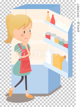 看著家庭主婦冰箱裡面的菜單 30419867