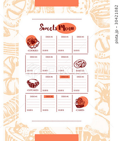 Delicious Sweets - color hand drawn composite 30421082