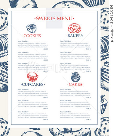 Delicious Sweets - monochromatic hand drawn 30421084