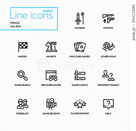 MMOG - modern vector single line icons set 30421086